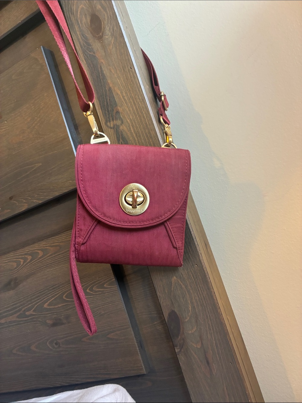 Baggallini Berry Red Crossbody with Gold Turn-Lock